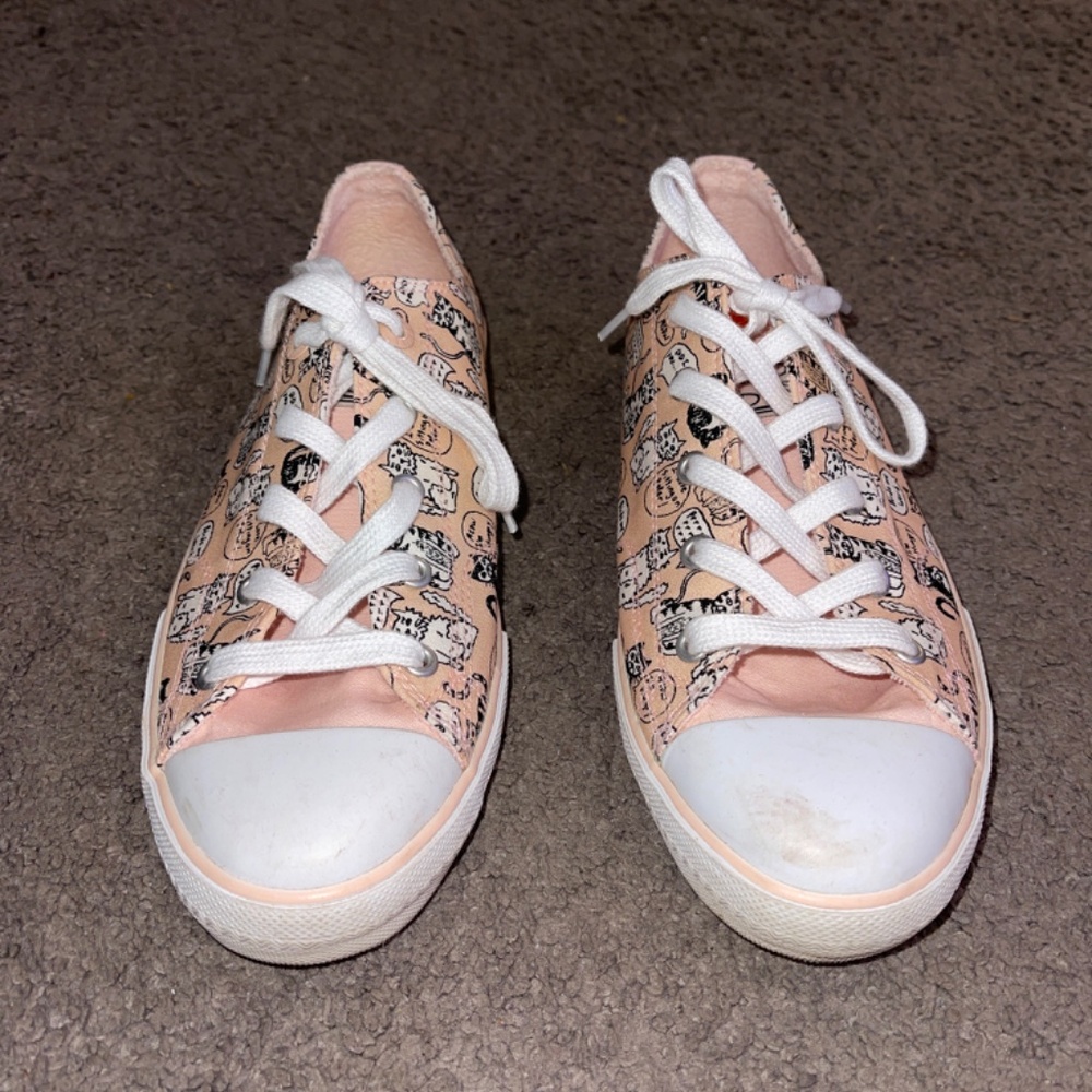 Bobs From Skechers Memory Foam Size 8 Cats Print Slip On Pink Sneakers - Picture 4 of 7